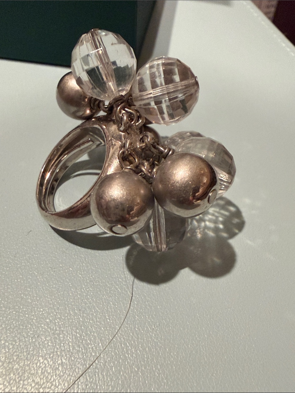Kate Spade Clear Crystal Cluster Statement Ring with Silver Accents! Size 7.